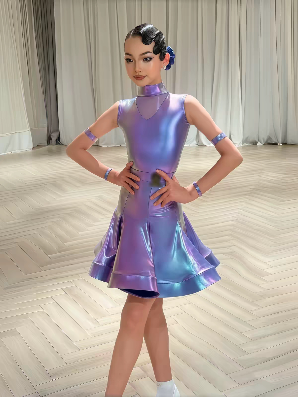 2026新款拉丁舞服女童高定幻拉丁舞练习套装