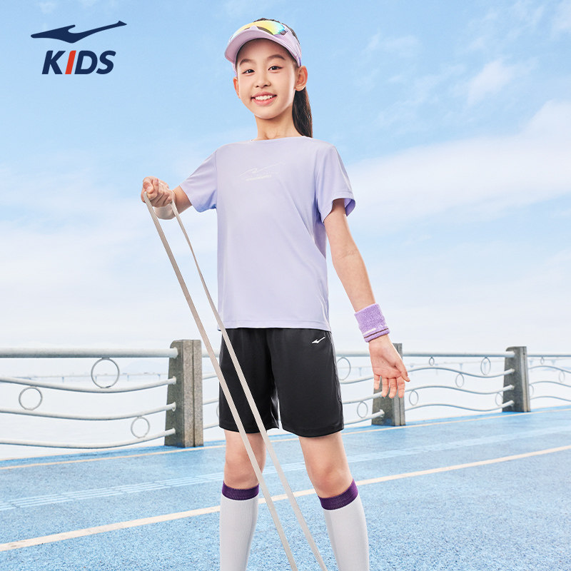 鸿星尔克女童装运动套装速干2026夏季新款t恤儿童短袖短裤中大童