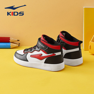 鸿星尔克儿童鞋2026新款秋冬AJ高帮板鞋男童加绒运动鞋儿童二棉鞋