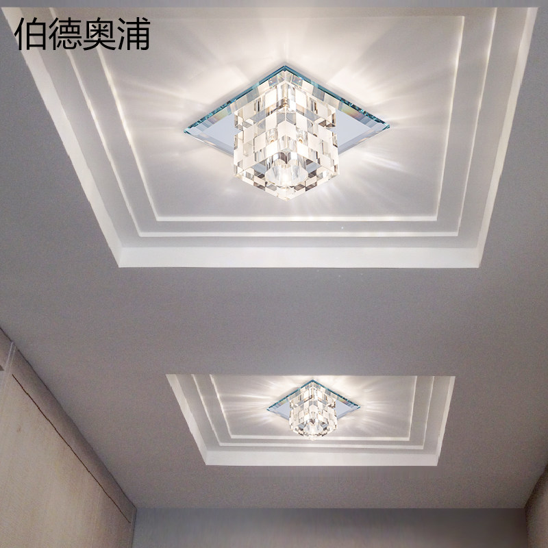 正方形走道灯 门厅玄关入户灯走道走廊水晶灯创意阳台灯LED吸顶灯