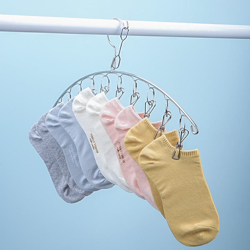 304不a锈钢晾衣架多夹子袜架凉内衣架子家用挂衣晒袜子神器衣服夹