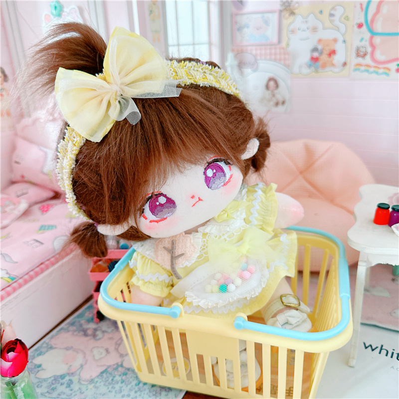 棉花娃娃20cm厘米娃衣服明星公仔正常体胖胖体裸娃黄色树仙连衣裙