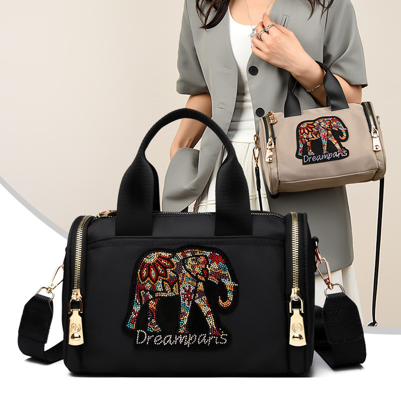 高级感牛津布斜挎包女2025新款大容量波士顿包时尚女士手提单肩包