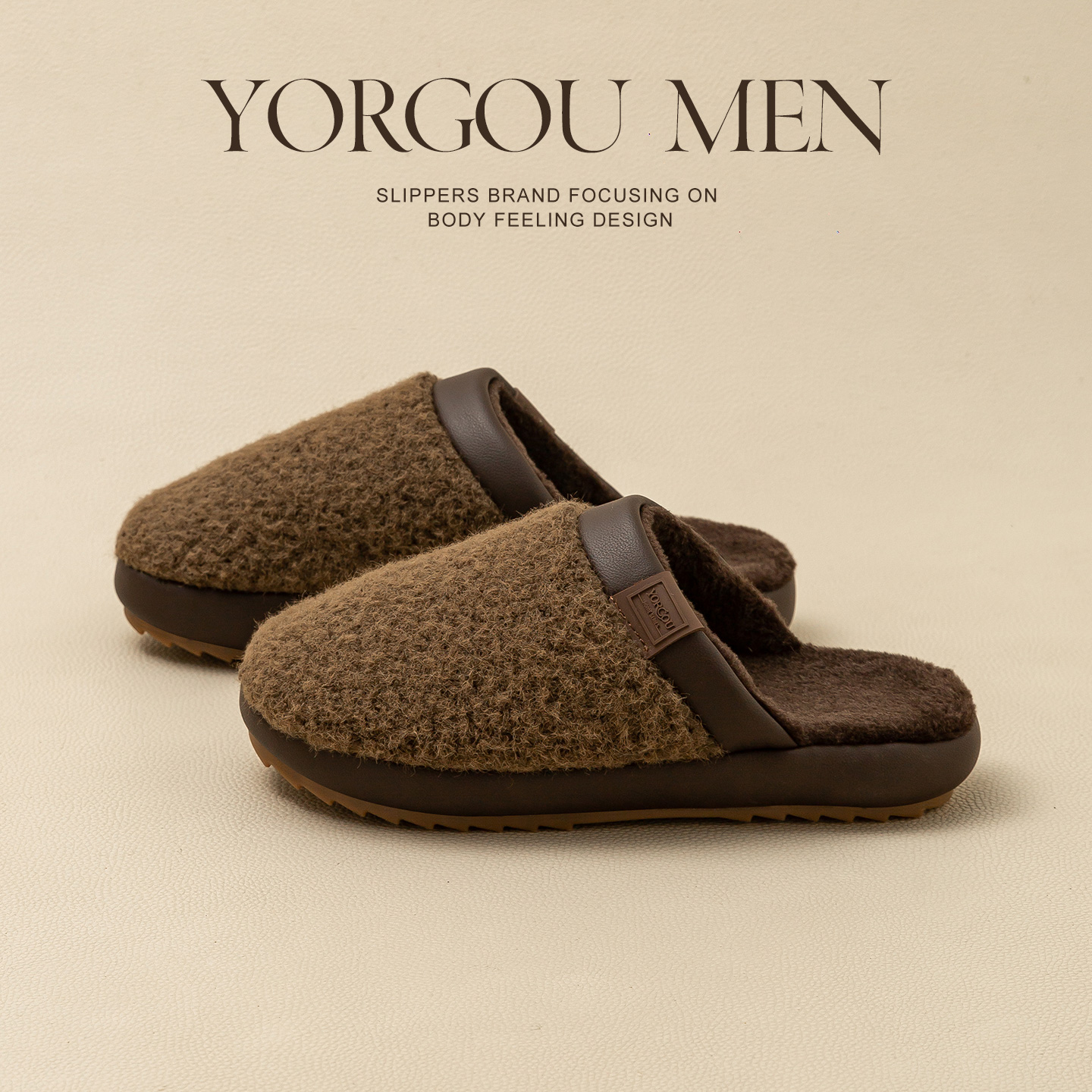 远港男士牛筋底棉拖鞋秋冬季