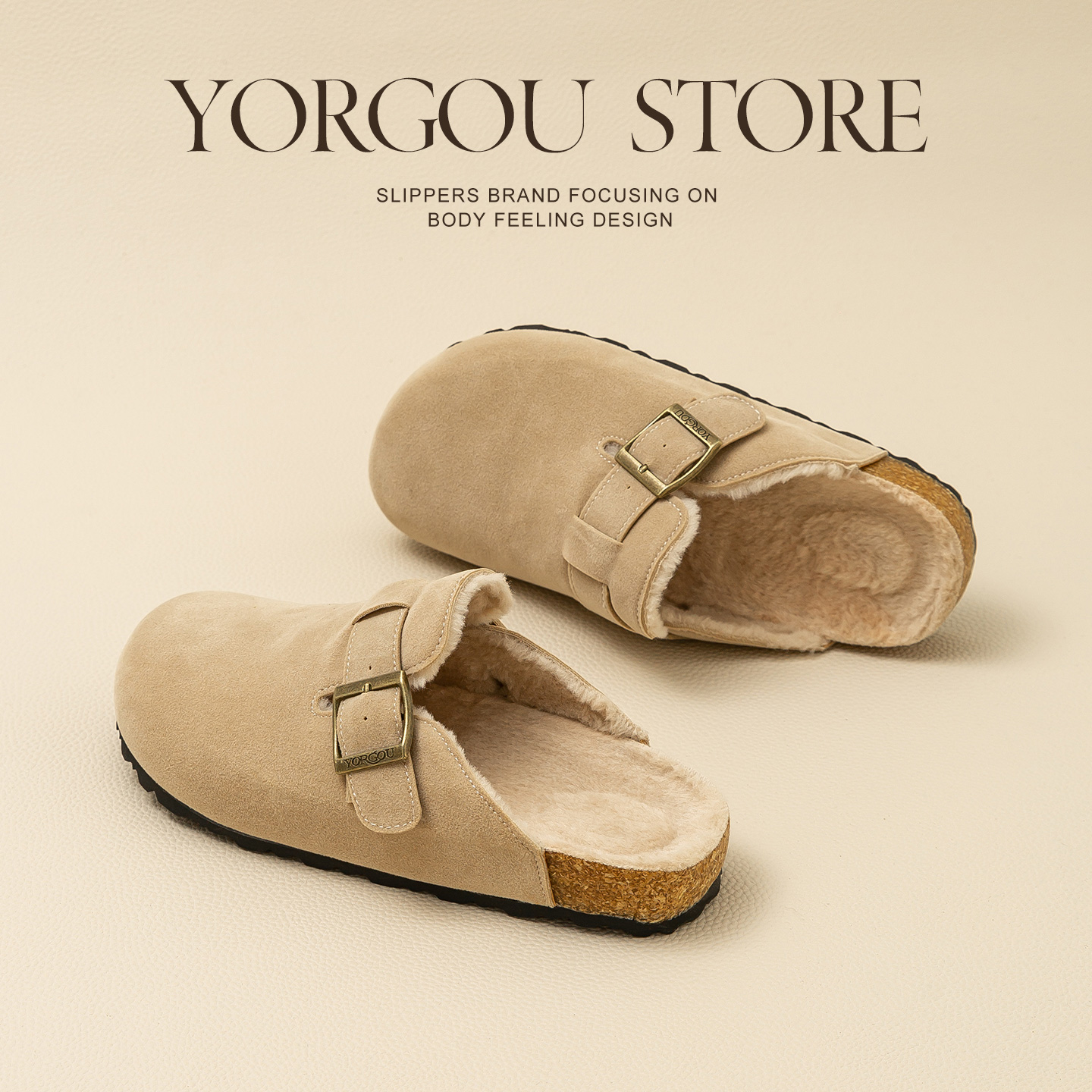 远港2025新款毛绒勃肯鞋室内防滑