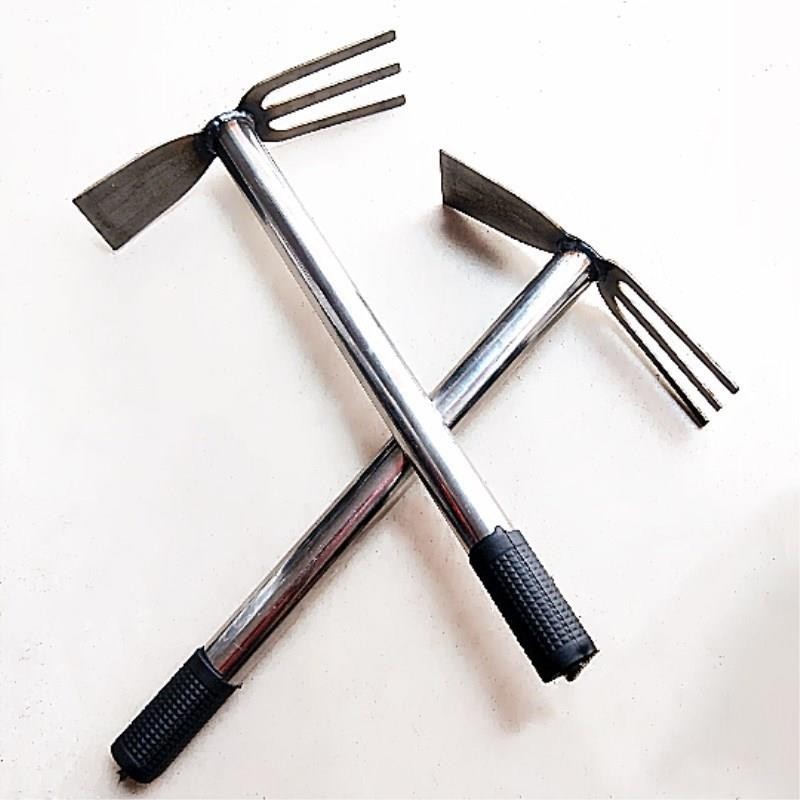 源头两用锄头 园艺工具 种花种菜两用 多功能三齿耙形小锄头定制