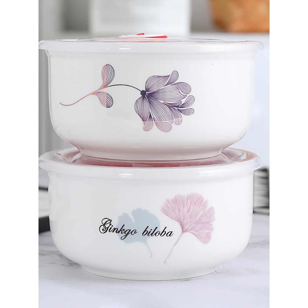 微波炉专用器皿保鲜盒陶瓷碗饭盒带盖子冰箱密封碗泡面 面碗上班