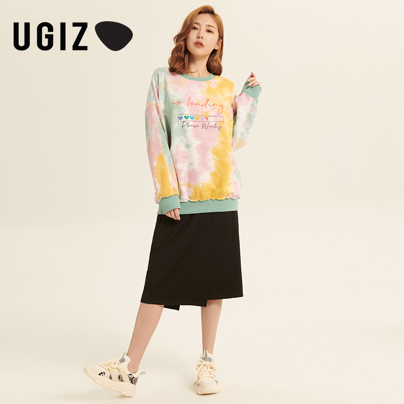 ugiz2021春季新品时尚风圆领卫衣