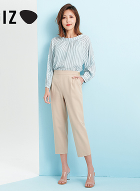 UGIZ夏季新款韩版女装时尚休闲条纹长袖上衣衬衫女UBSE909