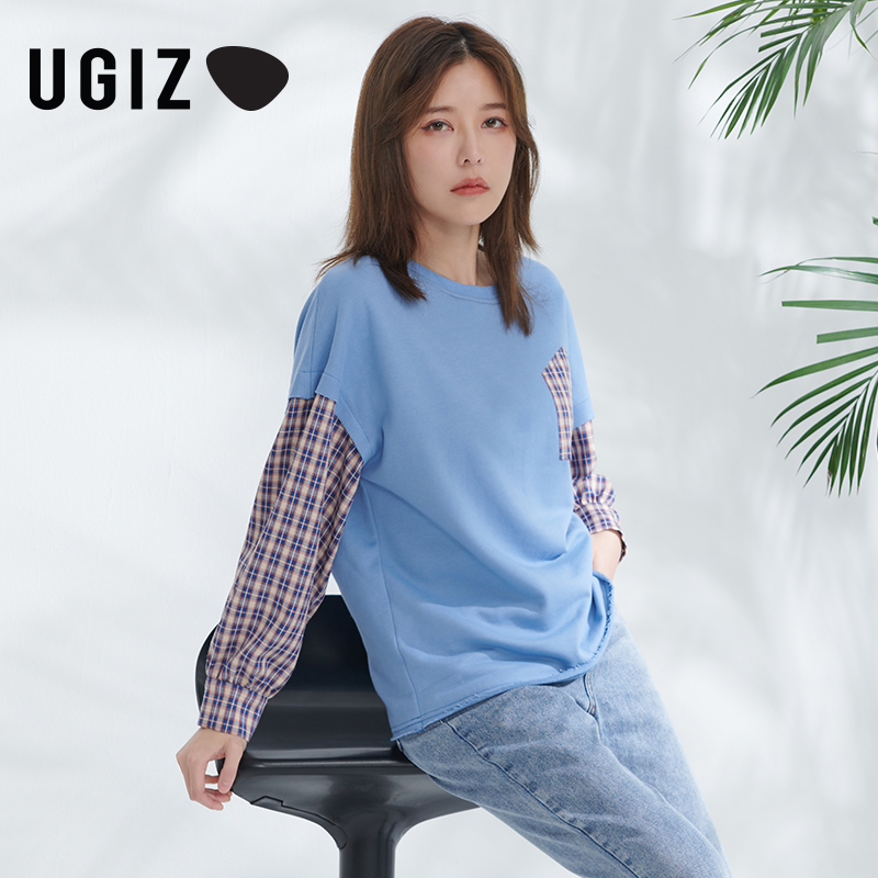 ugiz2021秋季新品韩版相拼女装