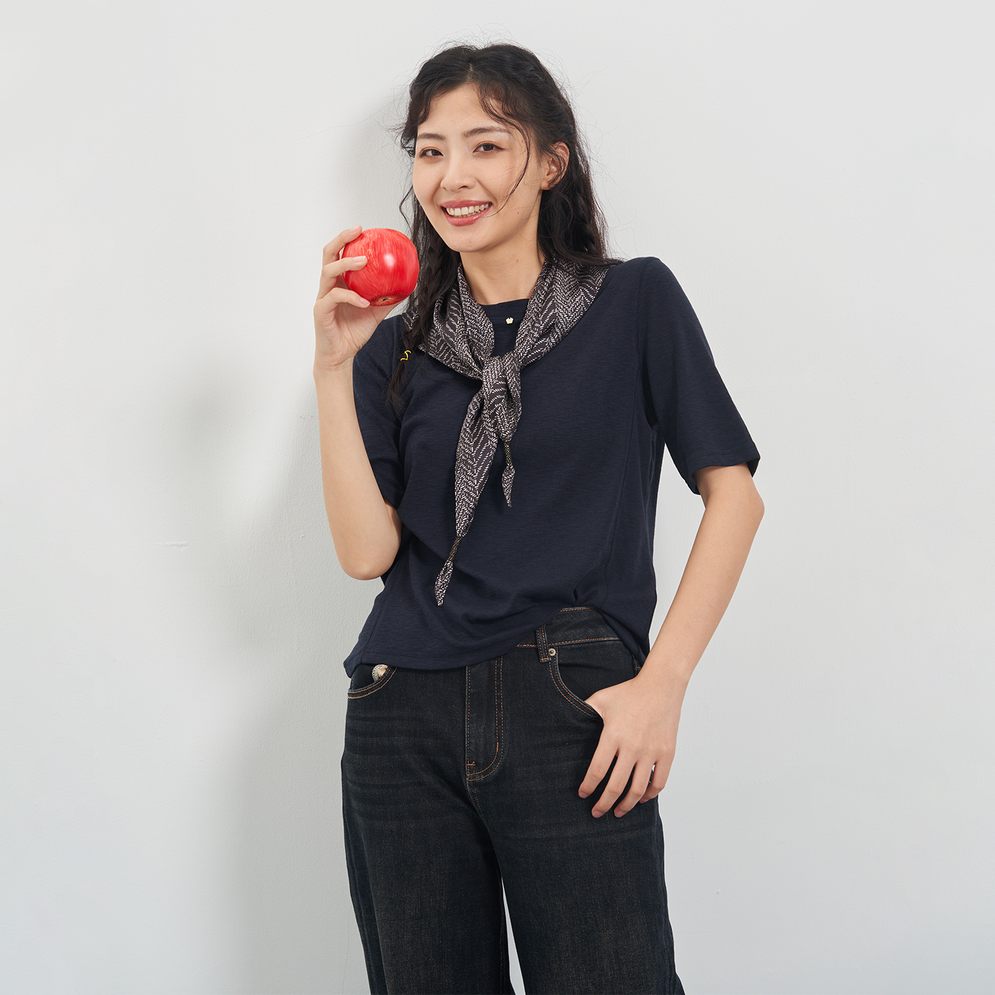 韩版三角巾正肩短袖T恤