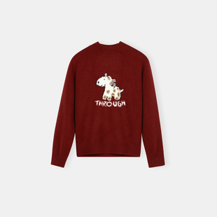 圆领小马图案针织衫 UGIZ2025年冬季 韩版 商场同款 女UDWJ870 新品