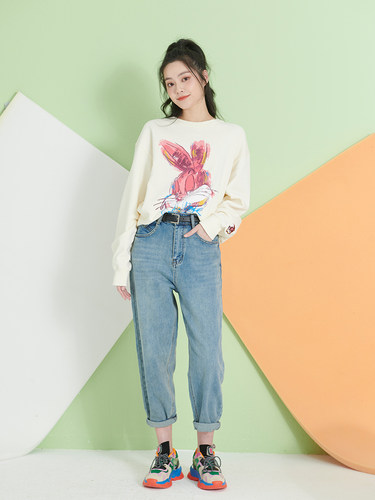 UGIZ哈伦百搭显瘦自然腰牛仔裤