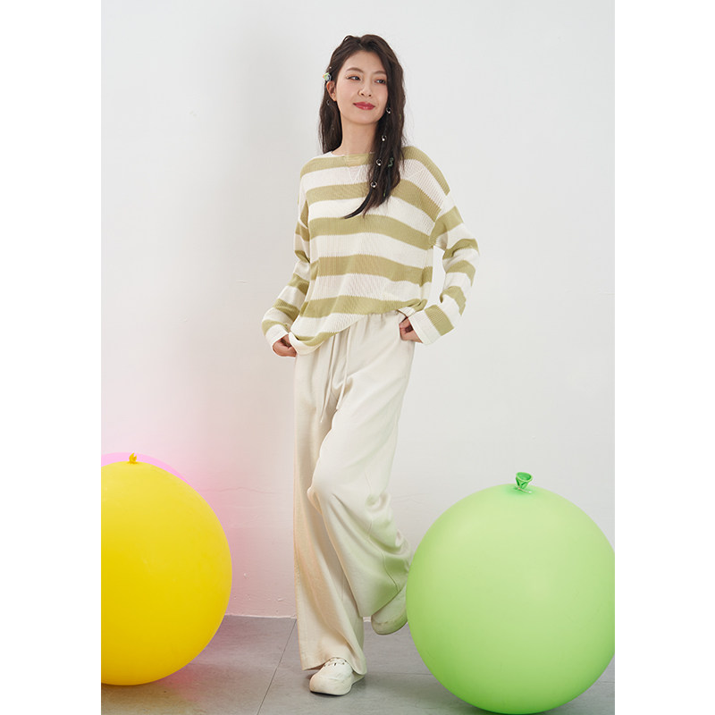 UGIZ春季商品商场同款韩版彩色条纹宽松休闲针织衫女UAWK503