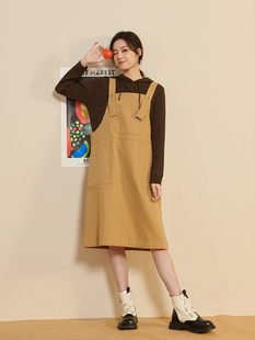 2022冬季 简约纯色加绒背带裤 新品 女装 女UDOF809 韩版 UGIZ商场同款