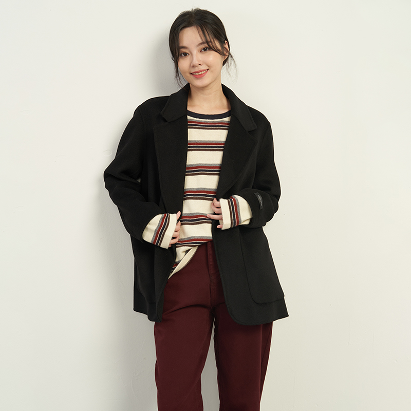 UGIZ西装领纯色百搭中长款大衣