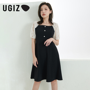 百搭时尚 UGIZ夏季 女装 新品 甜美可爱拼接连衣裙女UTBOE331 韩版