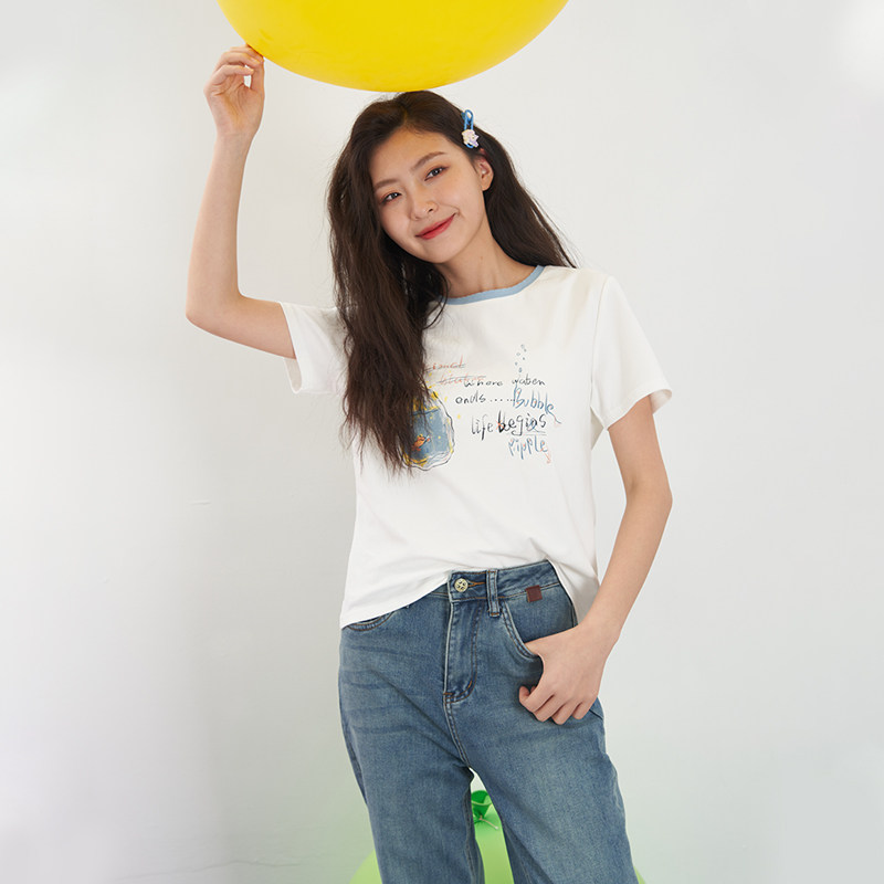 UGIZ2025年夏季新品商场同款韩版手绘插画休闲短袖T恤女UBTJ865
