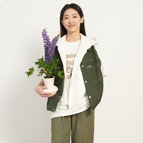 UGIZ韩版女装休闲牛仔叠穿马甲