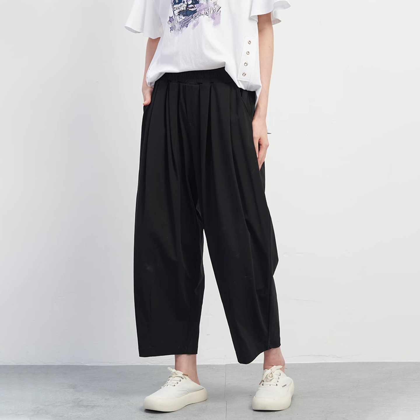 UGIZ韩版锥形九分休闲裤