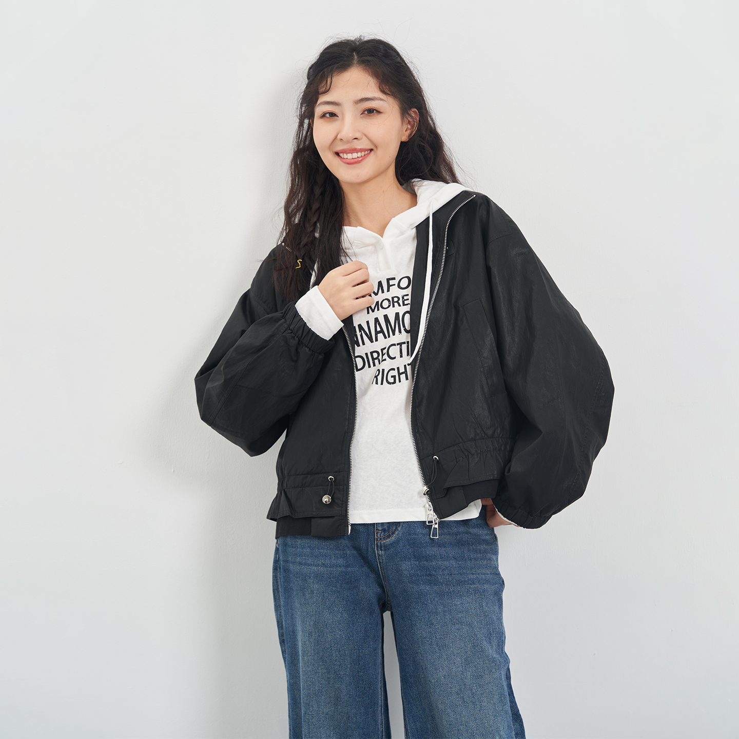 韩版立领短款仿皮外套