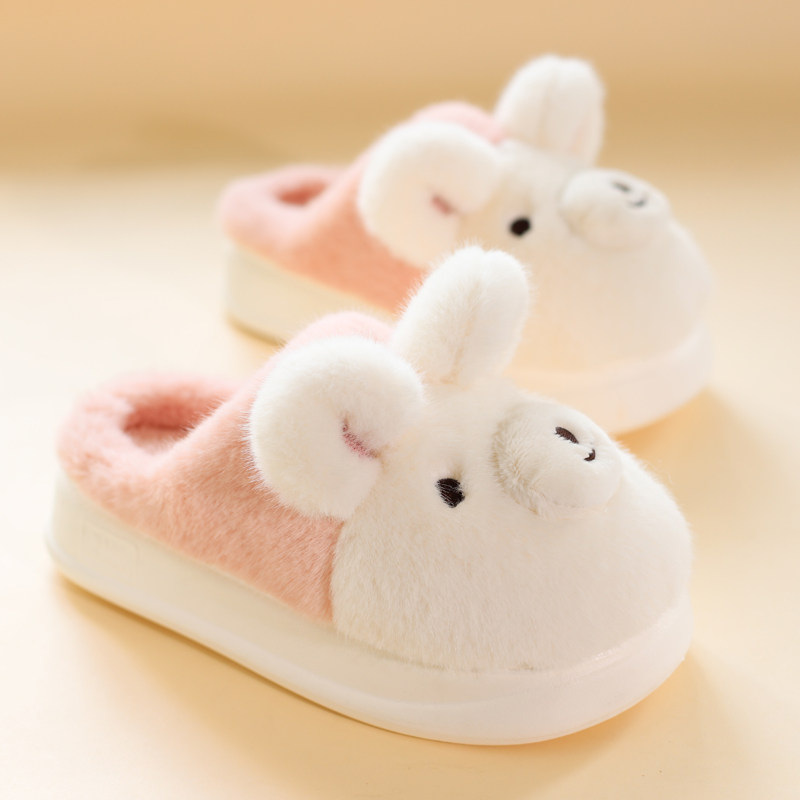 EVA踩屎感防滑厚底轻便棉拖鞋秋冬季外穿毛毛拖软底保暖月子可爱