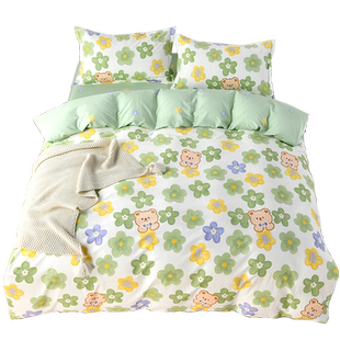 卡通四件套纯棉100%全棉被套床单学生宿舍三件套AB版双拼2025新款