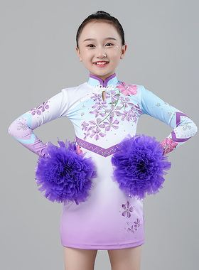 COPTER新款啦啦操比赛服连衣裙花球服装技巧啦啦队服儿童表演服装
