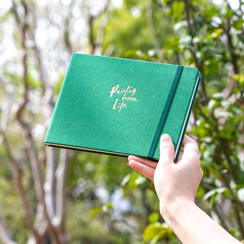 飞乐鸟迷你水彩手帐本300g布艺细纹32k活页小巧便携式水彩纸美术生中粗折页迷你随身旅行口袋手账水彩本翻翻