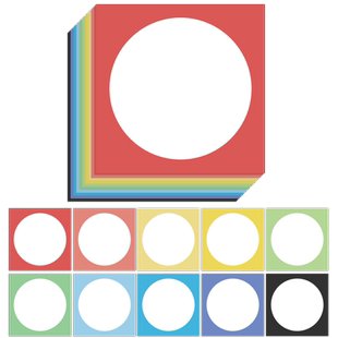 外方内圆卡纸圆形画框镜面纸片美术专用儿童画画硬卡纸白色彩色手工绘画加厚油画棒裱画装裱边框黑色牛皮背景