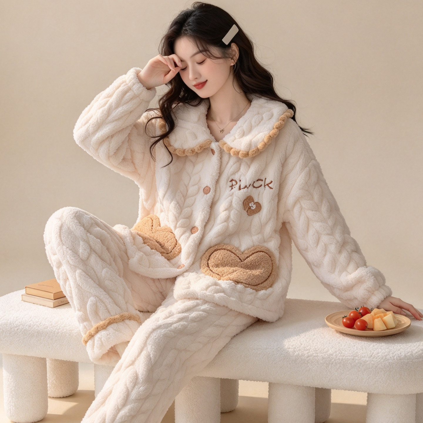 珊瑚绒睡衣女秋冬季加厚法兰绒女士冬天保暖可外穿可爱家居服套装
