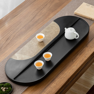 茶盘乌金石整块天然原石高端轻奢大理石纹理茶海家用办公茶具台托
