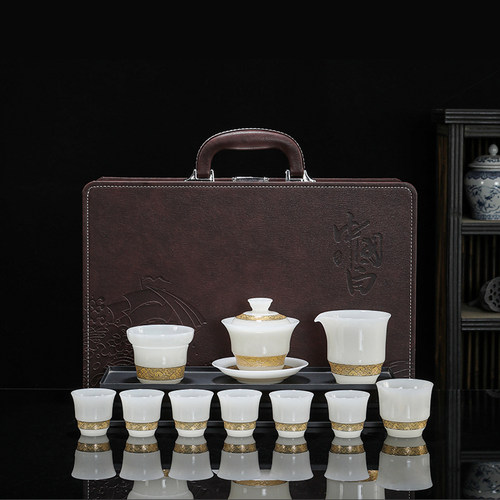 中国风璞玉瓷祥云功夫茶具