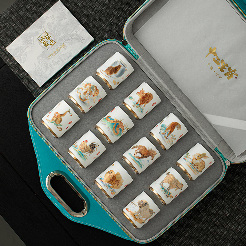 李悌通大师十二生肖主人杯羊脂玉白瓷功夫茶具个人茶杯闻香品茗杯