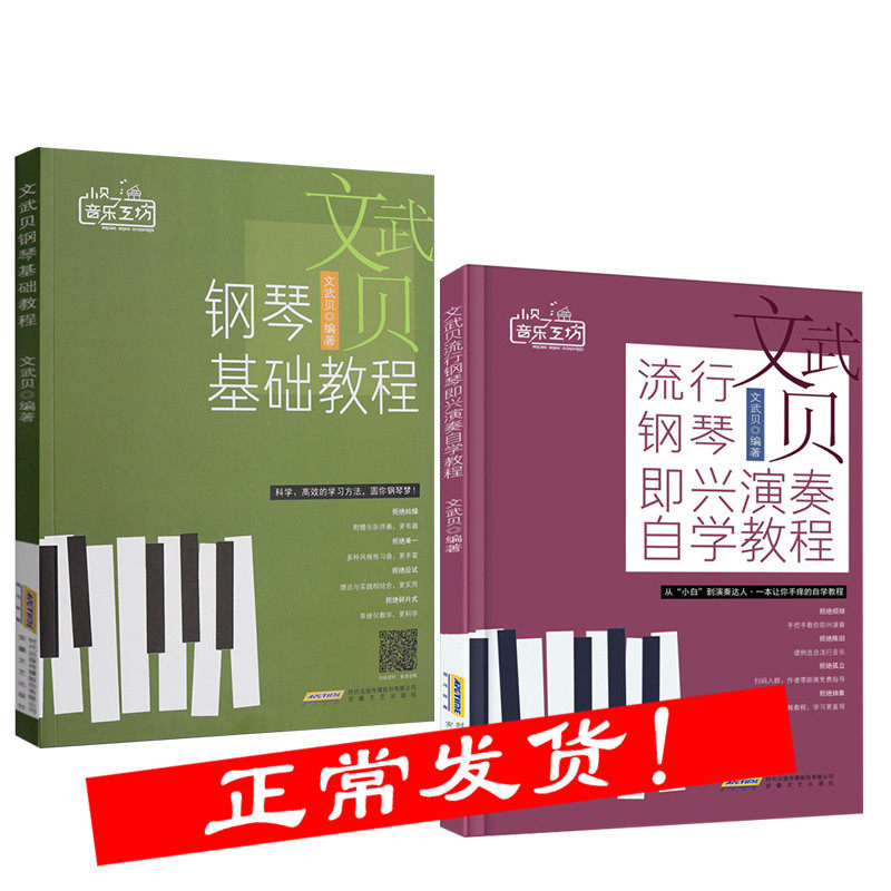 全2册 文武贝文武贝钢琴基础教程+文武贝流行钢琴即兴演奏自学教程 钢琴书籍 入门成人初学者教程零基础全套学习 流行钢琴曲集歌曲