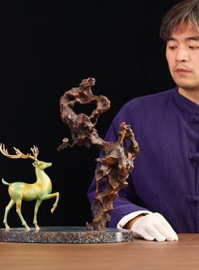 家居鹿大号铜摆件桌面玄关书房电视柜工艺品装饰创意送长辈礼物