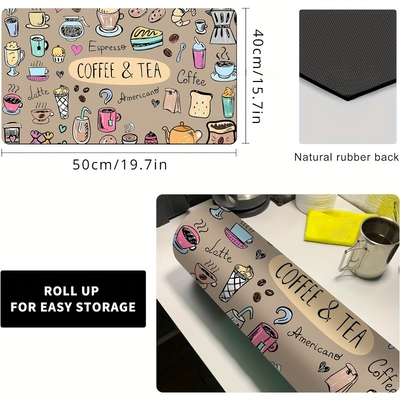 有趣的咖啡垫,台面碗碟干燥垫,吸水垫,厨房干燥垫