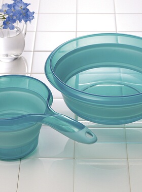 日本原装进口ISETO可折叠水瓢伸缩水勺挂式浴室水舀漂水尧水