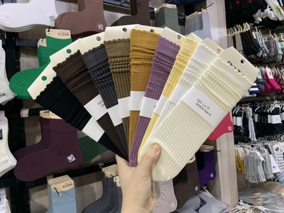 5双包邮XINLU袜子春秋薄款软糯简约木耳边坑条堆堆袜百搭中筒袜