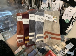 5双包邮喜朗登羊绒袜子女冬季保暖中筒袜两杠潮堆堆袜羊绒长筒