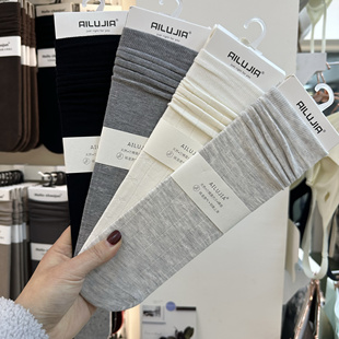 中筒透气 AILUJIA7572堆堆袜有跟蝴蝶结暗纹无骨袜子女薄款 5双 包邮