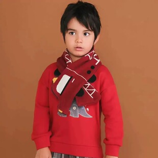 现货当天发26年新款日单同款消防车饱暖围巾新年红色