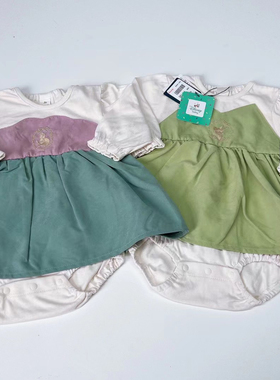 24秋cottoli迪斯尼联名公主女宝全棉长袖连裙包屁衣7080