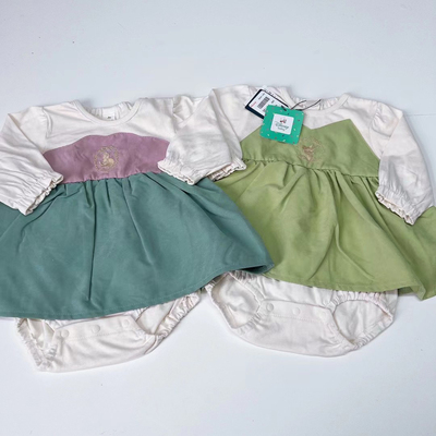 24秋cottoli迪斯尼联名公主女宝全棉长袖连裙包屁衣7080