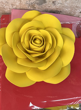 网红黄色eva泡沫玫瑰花墙玫瑰的故事主题装饰仿真花餐饮景区造景