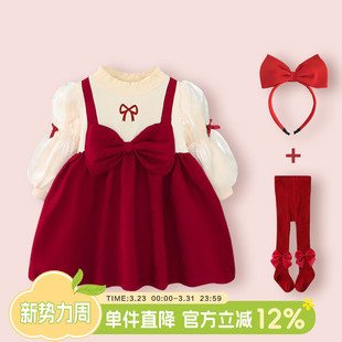 女童连衣裙春装 女宝宝周岁礼服婴儿公主裙一岁女孩宝宝抓周宴裙子