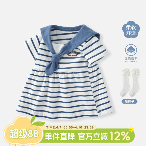 女童连衣裙宝宝条纹裙子