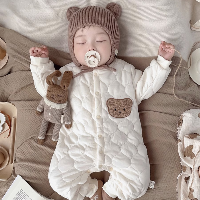 婴儿衣服连体衣秋冬夹棉外穿棉衣