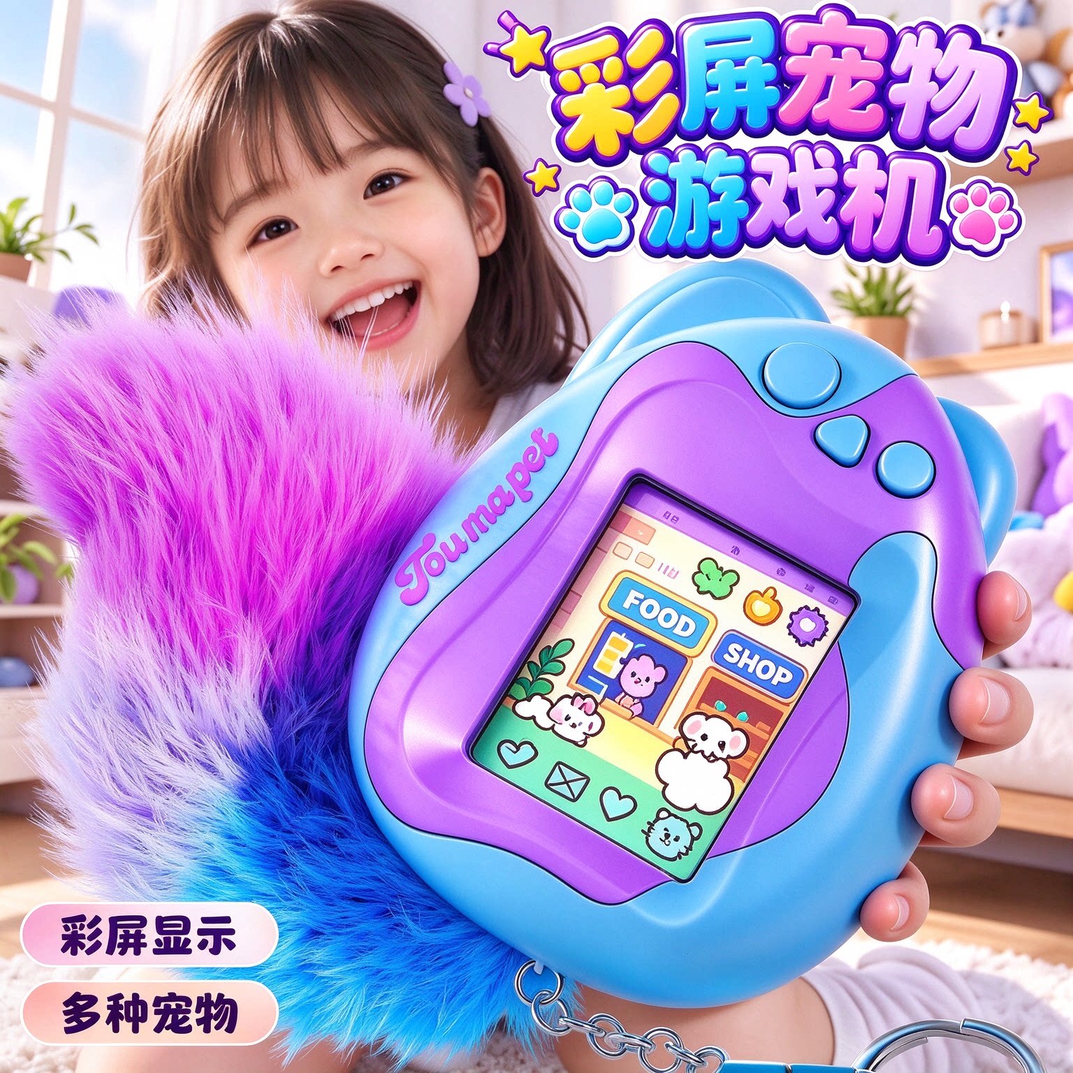 电子宠物机彩屏迷你电子玩具游戏机新款儿童男女孩益智电子养宠机