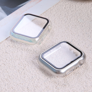 超薄40 iWatch 适用AppleWatch苹果手表S9钢化膜保护壳一体式 45保护套带 3代全包套装 S8夏天SE